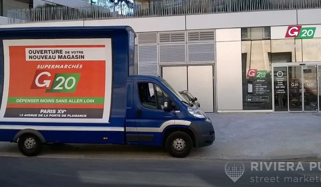 Affichage mobile – Ouverture du supermarché G20 | Paris 15e – Juillet 2018