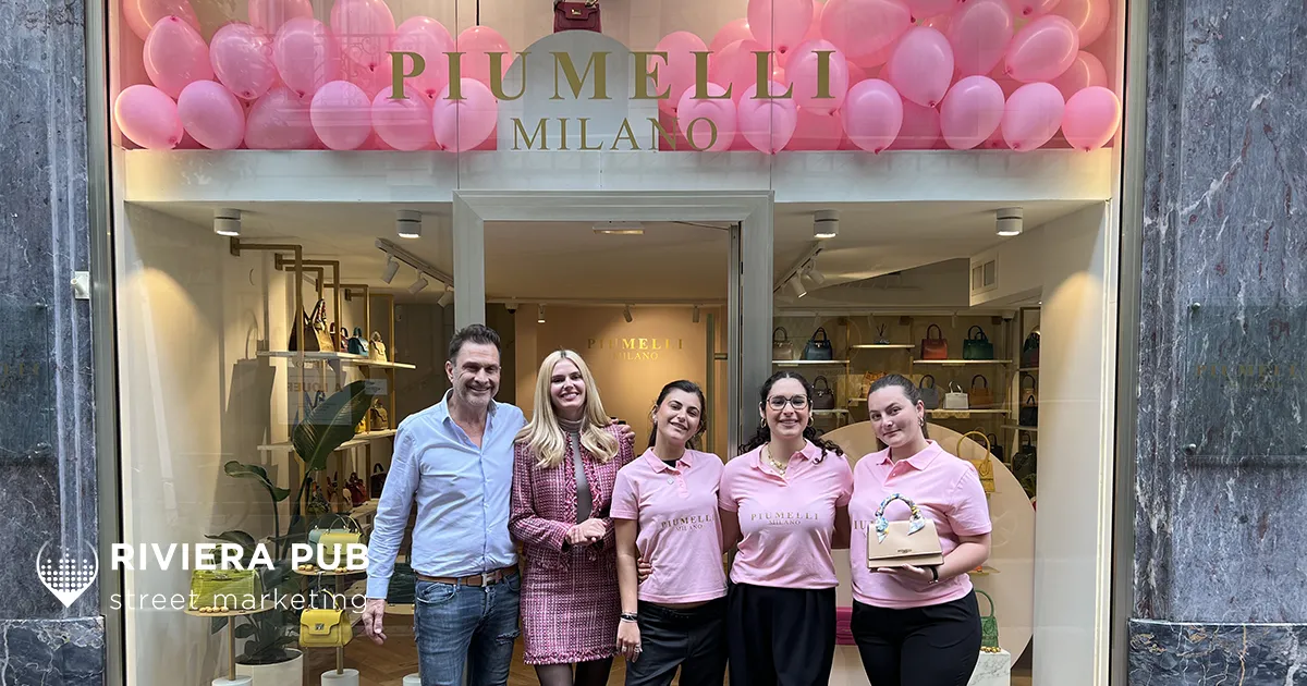 Hôtesses Riviera Pub en distribution pour l’ouverture de la boutique Piumelli à Cannes Street marketing