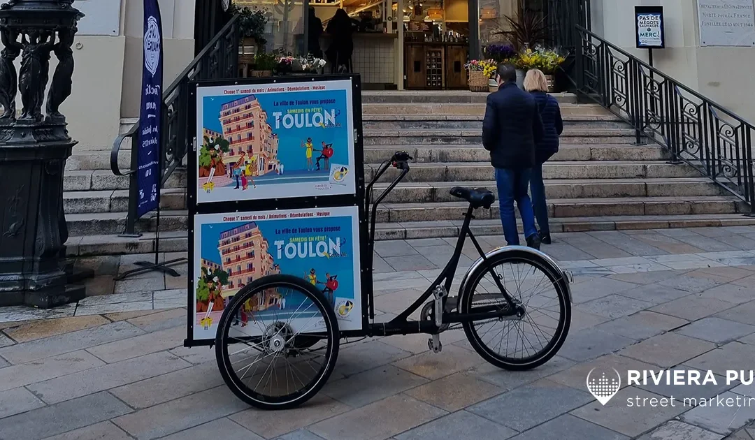 Toulon – Street marketing événementiel avec triporteur et animation festive pour les braderies